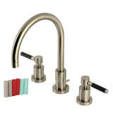 Kaiser Two-Handle 3-Hole Deck Mount Widespread Bathroom Faucet with Brass Pop-Up