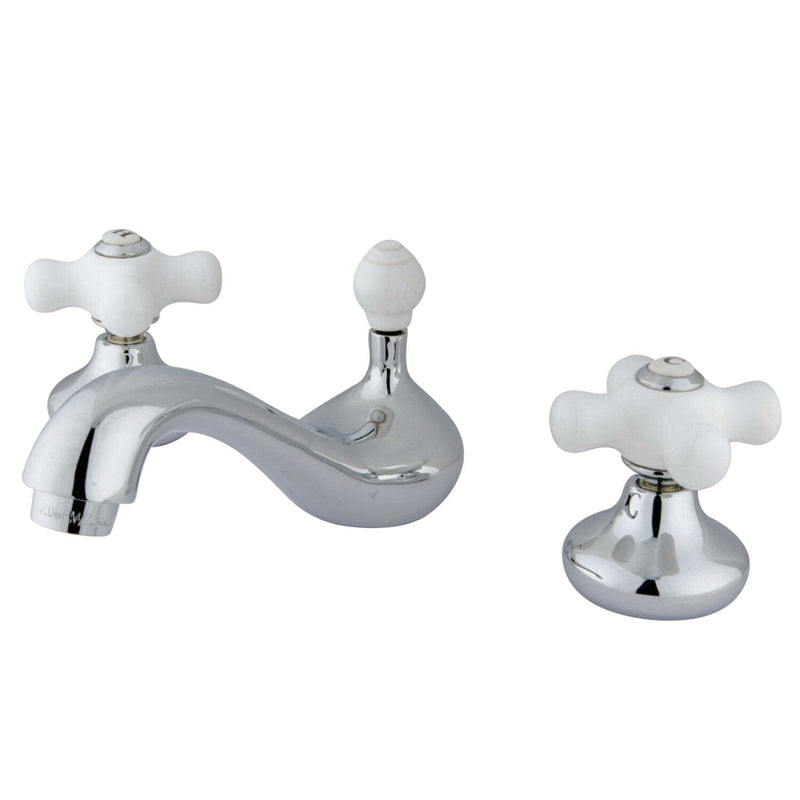 Two-Handle 3-Hole Deck Mount Widespread Bathroom Faucet with ABS Pop-Up Drain