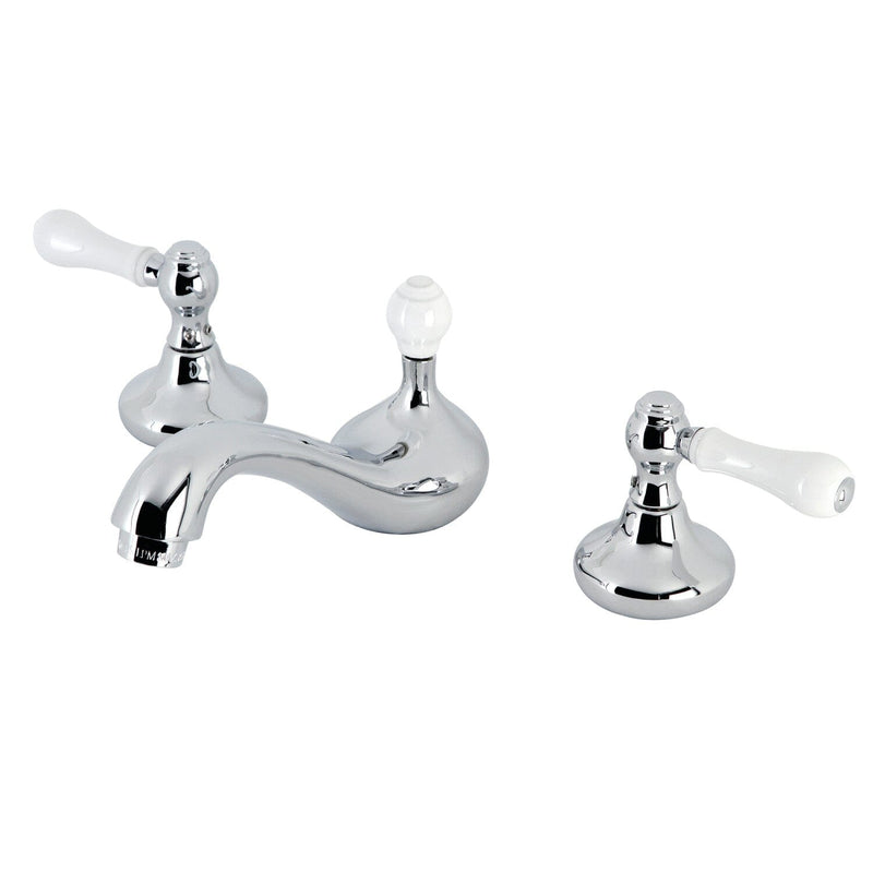 Two-Handle 3-Hole Deck Mount Widespread Bathroom Faucet with ABS Pop-Up Drain