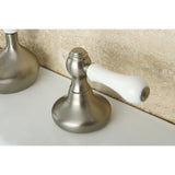 Two-Handle 3-Hole Deck Mount Widespread Bathroom Faucet with ABS Pop-Up Drain