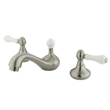 Two-Handle 3-Hole Deck Mount Widespread Bathroom Faucet with ABS Pop-Up Drain