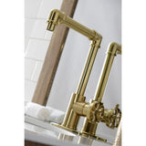 Belknap One-Handle 1-Hole Bathroom Faucet with Deck Plate and Push Pop-Up Drain
