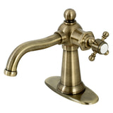 Nautical One-Handle 1-Hole Bathroom Faucet with Deck Plate and Push Pop-Up Drain
