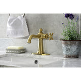 Nautical One-Handle 1-Hole Bathroom Faucet with Deck Plate and Push Pop-Up Drain