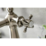 Nautical One-Handle 1-Hole Bathroom Faucet with Deck Plate and Push Pop-Up Drain