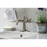 Nautical One-Handle 1-Hole Bathroom Faucet with Deck Plate and Push Pop-Up Drain