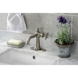 Nautical One-Handle 1-Hole Bathroom Faucet with Deck Plate and Push Pop-Up Drain
