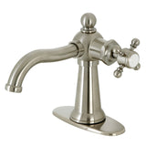 Nautical One-Handle 1-Hole Bathroom Faucet with Deck Plate and Push Pop-Up Drain