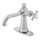 Nautical One-Handle 1-Hole Bathroom Faucet with Deck Plate and Push Pop-Up Drain