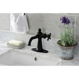 Nautical One-Handle 1-Hole Bathroom Faucet with Deck Plate and Push Pop-Up Drain