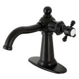 Nautical One-Handle 1-Hole Bathroom Faucet with Deck Plate and Push Pop-Up Drain