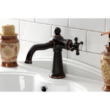 Nautical One-Handle 1-Hole Bathroom Faucet with Deck Plate and Push Pop-Up Drain