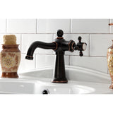 Nautical One-Handle 1-Hole Bathroom Faucet with Deck Plate and Push Pop-Up Drain