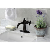 Nautical One-Handle 1-Hole Bathroom Faucet with Deck Plate and Push Pop-Up Drain