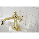 Nautical One-Handle 1-Hole Bathroom Faucet with Deck Plate and Push Pop-Up Drain