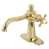 Nautical One-Handle 1-Hole Bathroom Faucet with Deck Plate and Push Pop-Up Drain