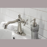 Nautical One-Handle 1-Hole Bathroom Faucet with Deck Plate and Push Pop-Up Drain