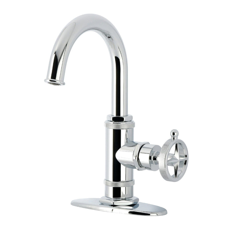 Levante One-Handle 1-Hole Bathroom Faucet with Deck Plate and Push Pop-Up Drain