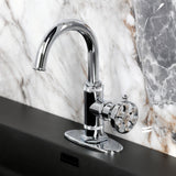 Belknap One-Handle 1-Hole Bathroom Faucet with Deck Plate and Push Pop-Up Drain