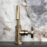 Belknap One-Handle 1-Hole Bathroom Faucet with Deck Plate and Push Pop-Up Drain