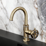 Belknap One-Handle 1-Hole Bathroom Faucet with Deck Plate and Push Pop-Up Drain