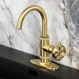Belknap One-Handle 1-Hole Bathroom Faucet with Deck Plate and Push Pop-Up Drain