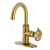 Belknap One-Handle 1-Hole Bathroom Faucet with Deck Plate and Push Pop-Up Drain