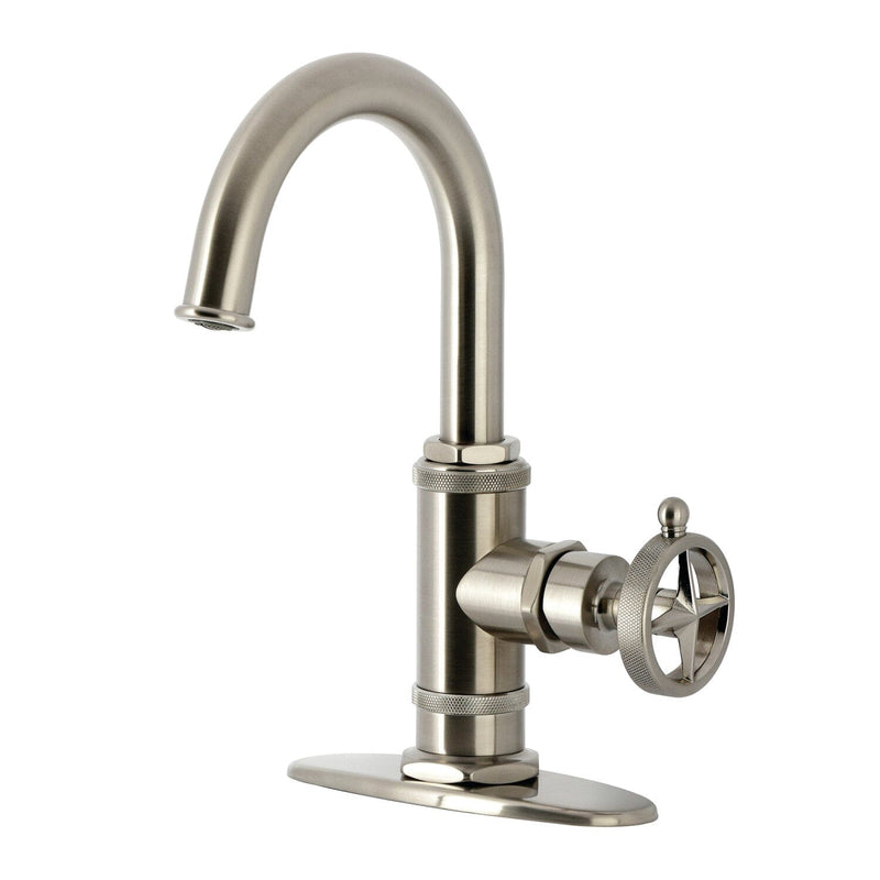 Levante One-Handle 1-Hole Bathroom Faucet with Deck Plate and Push Pop-Up Drain