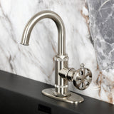Belknap One-Handle 1-Hole Bathroom Faucet with Deck Plate and Push Pop-Up Drain
