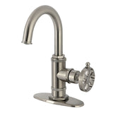 Belknap One-Handle 1-Hole Bathroom Faucet with Deck Plate and Push Pop-Up Drain