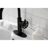 Belknap One-Handle 1-Hole Bathroom Faucet with Deck Plate and Push Pop-Up Drain