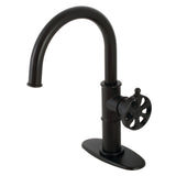 Belknap One-Handle 1-Hole Bathroom Faucet with Deck Plate and Push Pop-Up Drain