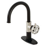 Belknap One-Handle 1-Hole Bathroom Faucet with Deck Plate and Push Pop-Up Drain