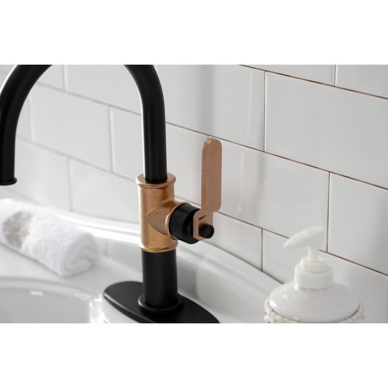 Whitaker One-Handle 1-Hole Bathroom Faucet with Deck Plate and Push Pop-Up Drain