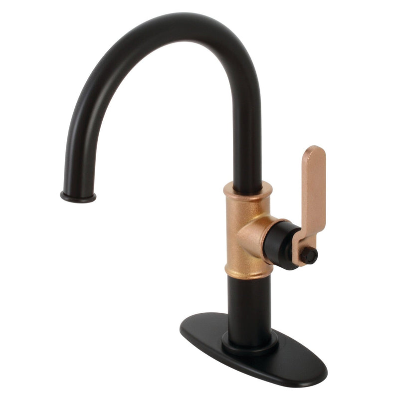Whitaker One-Handle 1-Hole Bathroom Faucet with Deck Plate and Push Pop-Up Drain