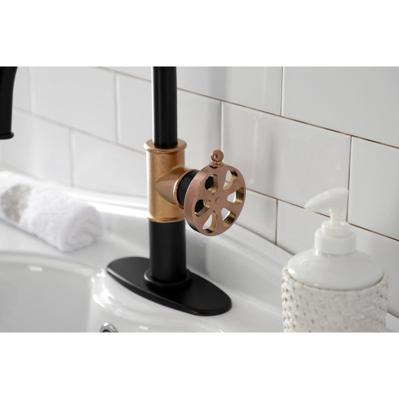Belknap One-Handle 1-Hole Bathroom Faucet with Deck Plate and Push Pop-Up Drain