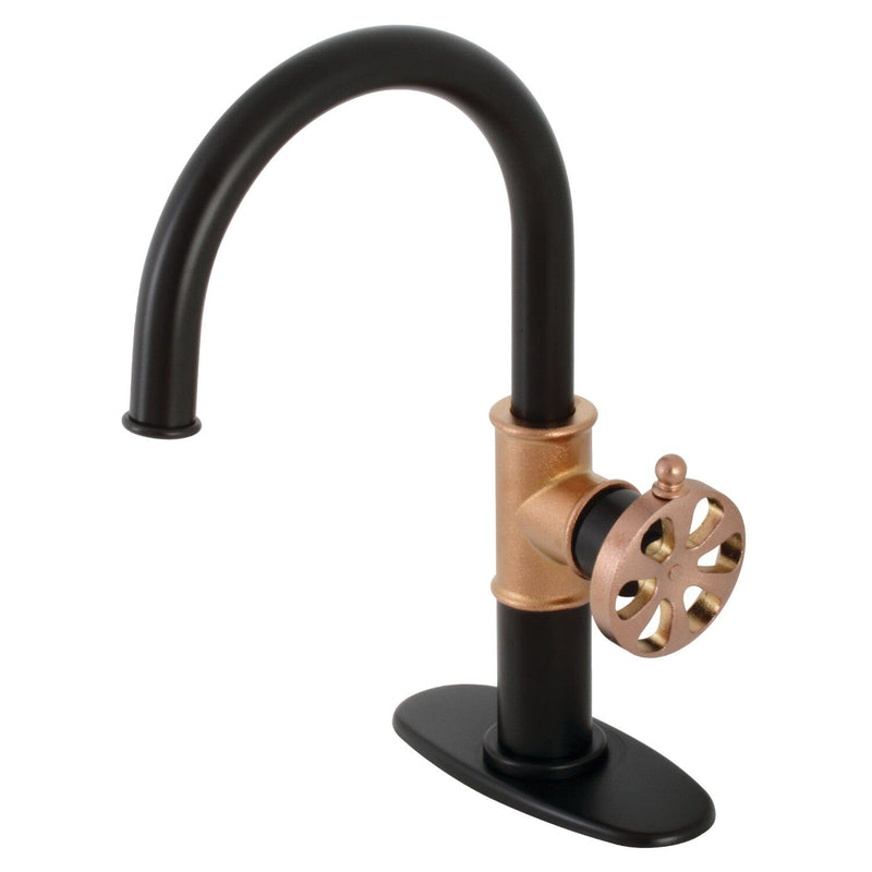 Belknap One-Handle 1-Hole Bathroom Faucet with Deck Plate and Push Pop-Up Drain