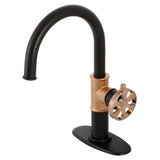 Belknap One-Handle 1-Hole Bathroom Faucet with Deck Plate and Push Pop-Up Drain