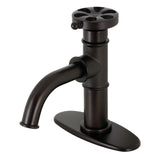 Belknap One-Handle 1-Hole Bathroom Faucet with Deck Plate and Push Pop-Up Drain