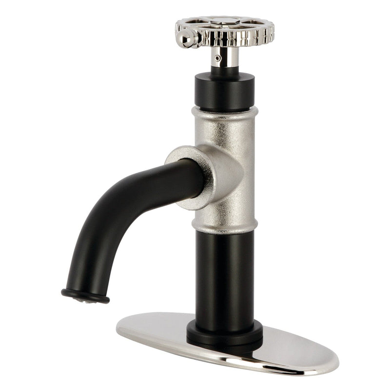 Fuller One-Handle 1-Hole Bathroom Faucet with Deck Plate and Push Pop-Up Drain