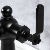 Knight One-Handle 1-Hole Bathroom Faucet with Deck Plate and Push Pop-Up Drain