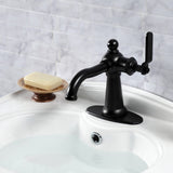 Knight One-Handle 1-Hole Bathroom Faucet with Deck Plate and Push Pop-Up Drain