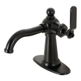 Knight One-Handle 1-Hole Bathroom Faucet with Deck Plate and Push Pop-Up Drain