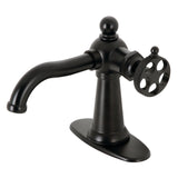 Webb One-Handle 1-Hole Bathroom Faucet with Knurled Handle and Push Pop-Up Drain