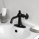 Wendell Single-Handle 1-Hole Deck Mount Bathroom Faucet with Knurled Handle and Push Pop-Up Drain