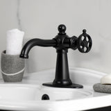 Wendell One-Handle 1-Hole Bathroom Faucet with Knurled Handle and Push Pop-Up Drain