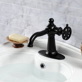 Belknap One-Handle 1-Hole Bathroom Faucet with Deck Plate and Push Pop-Up Drain
