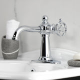 Wendell One-Handle 1-Hole Bathroom Faucet with Knurled Handle and Push Pop-Up Drain