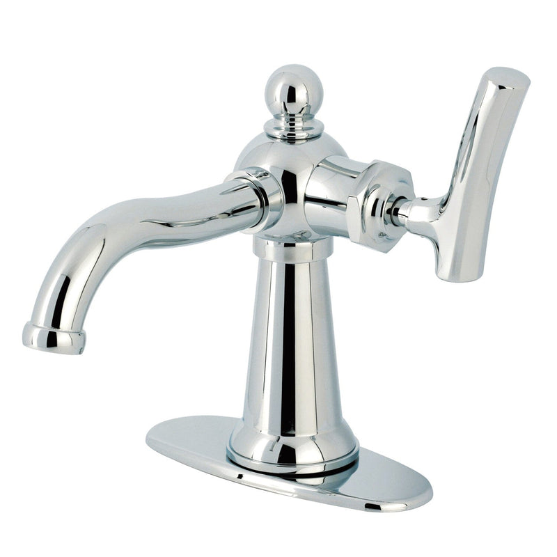 Hallerbos One-Handle 1-Hole Bathroom Faucet with Deck Plate and Push Pop-Up Drain