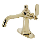 Knight One-Handle 1-Hole Bathroom Faucet with Deck Plate and Push Pop-Up Drain